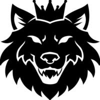 Regal Wolf Head Silhouette with Crown Perfect for Tattoos and Graphic Design vector