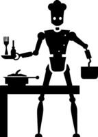 Robot Chef Cooking in Kitchen Illustration for Futuristic Culinary Design vector