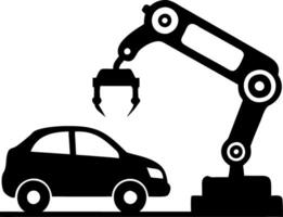 Robotic Arm Assembling Car in Industrial Manufacturing Process vector