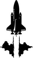 Rocket Launch Silhouette with Smoke for Space Exploration Designs vector