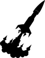 Rocket Launch Silhouette for Space Exploration Designs and Illustrations vector