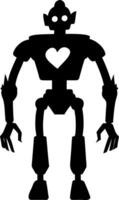 Robot Silhouette with Heart Shape for Tech Art and Design Projects vector