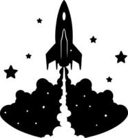 Rocket Launch Silhouette with Stars for Space Exploration Designs vector