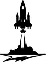 Rocket Launch Silhouette Space Shuttle Takeoff Design for Tattoo and Illustration vector