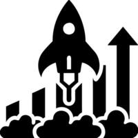 Rocket Launching Growth Chart for Business Success and Progress Visualization vector