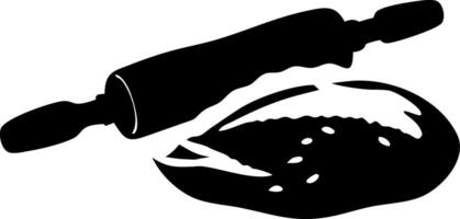 Rolling Pin with Dough Silhouette for Baking Projects and Illustrations vector
