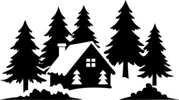 Rustic Cabin in Pine Forest Art for Design and Decoration vector