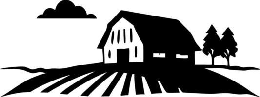 Rustic Farmhouse Landscape with Fields Silhouette for Rural Designs and Artwork vector