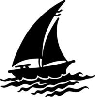 Sailing Boat Silhouette Illustration on Ocean Waves for Nautical Design Projects vector