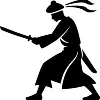 Samurai Warrior Silhouette Illustration for Tattoo and Graphic Design vector