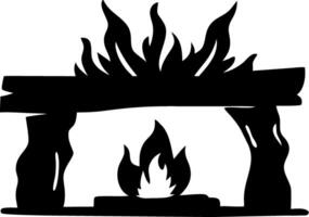 Rustic Fireplace Silhouette Illustration for Home Decor and Design Projects vector