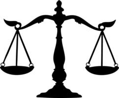Scales of Justice Silhouette for Legal Design and Educational Use vector