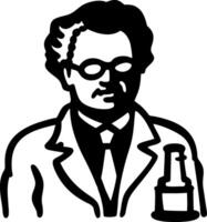 Scientist Portrait Illustration in Classic Style with Laboratory Flask vector