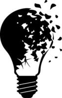 Shattered Light Bulb Symbolizing Creativity and Innovation Breakdown vector