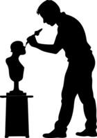 Silhouette Artist Sculpting Bust Creative for Art Design and Illustration vector