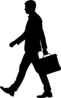 Silhouette Businessman Walking with Briefcase Illustration vector