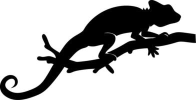 Silhouette Chameleon Lizard on Branch Illustration for Design and Print vector
