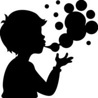Silhouette Child Blowing Bubbles Illustration for Art and Craft Projects vector