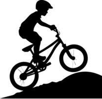 Silhouette Child BMX Bike Stunt Adventure for Sport and Design Applications vector