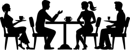 Silhouette Conversation at Cafe Table for Design Projects and Illustrations vector
