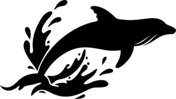 Silhouette Dolphin Jumping with Splash Art for Tattoos and Design vector