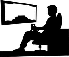 Silhouette Gamer Playing Games Console for Design and Art Projects vector