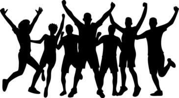 Silhouette Group Celebrating People Joyful Teamwork Unity for Posters and Crafts vector