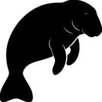 Silhouette Illustration of Graceful Manatee for Artistic and Educational Use vector