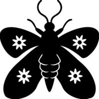 Silhouette Moth with Floral Wing Patterns for Tattoo and Design vector