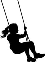 Silhouette of a Child Swinging Joyfully Playful Illustration for Playtime Themes vector