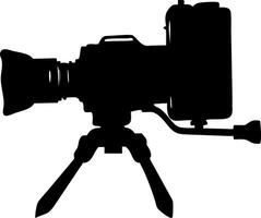 Silhouette Movie Camera on Tripod for Creative Projects and Design vector