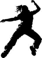 Silhouette of a Jumping Dancer in Dynamic Motion for Creativity and Design Projects vector