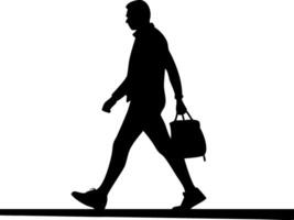 Silhouette of a Man Walking with Bag Perfect for Business Themes and Graphic Design vector