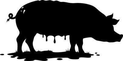 Silhouette of a Muddy Pig Art for Graphic Design and Illustrations vector