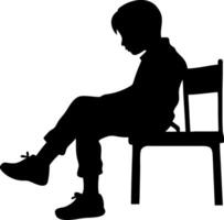 Silhouette of a Pensive Child Sitting on a Chair for Art Projects and Design Inspiration vector