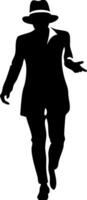Silhouette of a Mysterious Man in Suit with Hat for Design and Artwork Projects vector