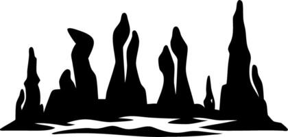 Silhouette of Abstract Rock Formations Artwork for Tattoo Design and Coloring Projects vector