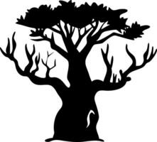 Silhouette of Ancient Tree for Nature Art and Design Projects vector