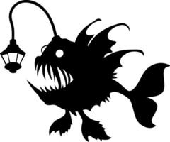 Silhouette of Angler Fish with Lantern for Art and Design vector