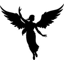 Silhouette of Angelic Figure with Wings for Spiritual Art and Design Projects vector