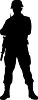 Silhouette of Armed Soldier in Military Uniform for Tactical Design and Artwork vector