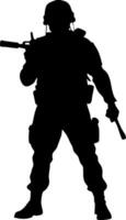Silhouette of Armed Soldier Illustration for Military and Tactical Design Projects vector