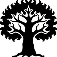 Silhouette of Artistic Tree with Curled Branches for Multifunctional Design Use vector