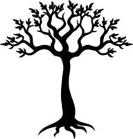 Silhouette of Bare Tree with Roots for Nature Art and Design Projects vector
