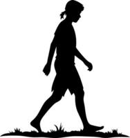 Silhouette of Boy Walking Outdoors Art for Design and Illustration Projects vector
