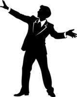 Silhouette of Businessman in Dynamic Pose for Abstract Art and Design Projects vector