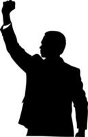 Silhouette of Businessman Raising Fist in Victory Illustration vector