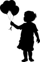 Silhouette of Child Holding Balloons for Artistic Designs and Creative Projects vector