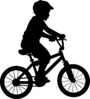 Silhouette of Child Riding Bicycle Perfect for Designs and Illustrations vector