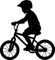 Silhouette of Child Riding Bicycle for Design and Educational Use vector